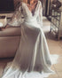 Bohemian Wedding Dress Illusion Lace Backless Long Sleeve Deep V Neck Boho Chiffon Beach Bridal Dress